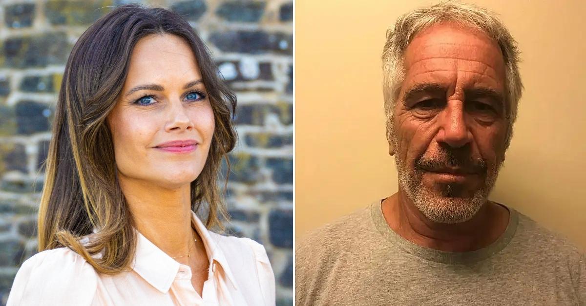 Split photo of Princess Sofia of Sweden and Jeffrey Epstein