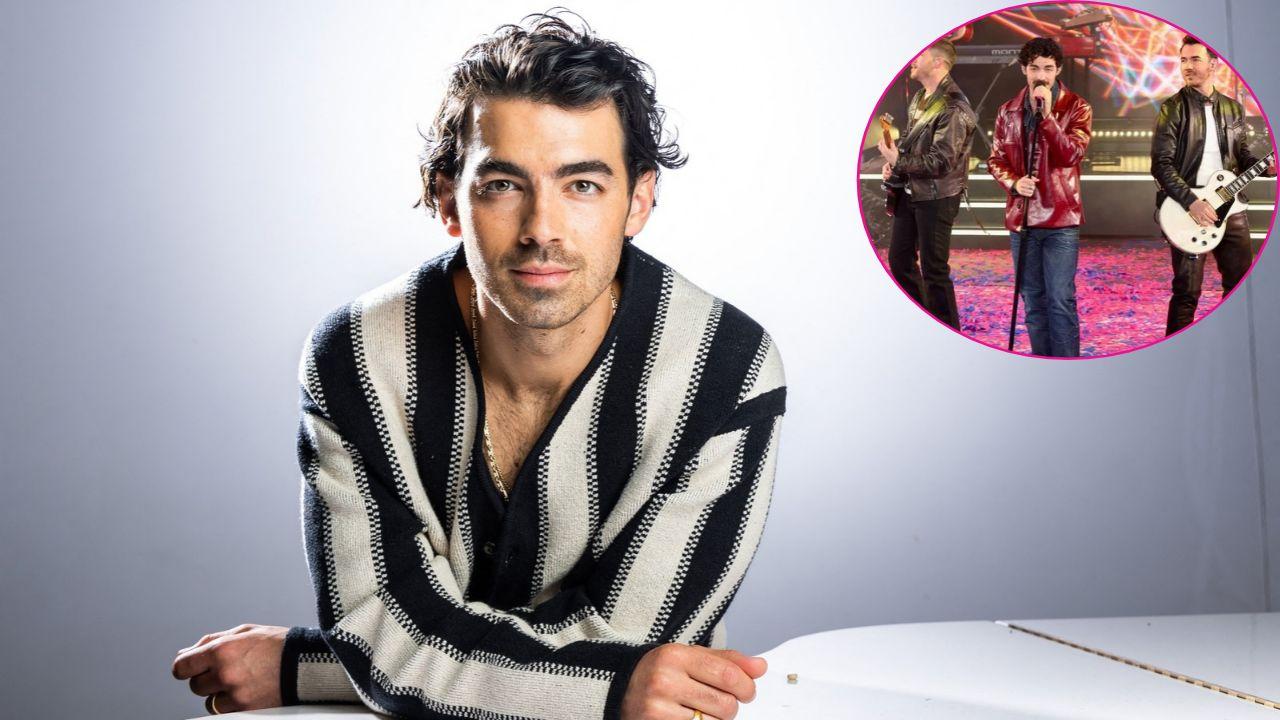 Image of Joe Jonas and (inset) the Jonas Brothers performing.