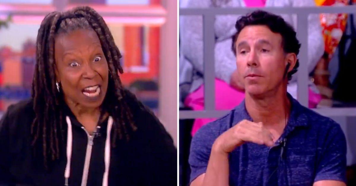 Screenshots of Whoopi Goldberg and a crew member on 'The View.'