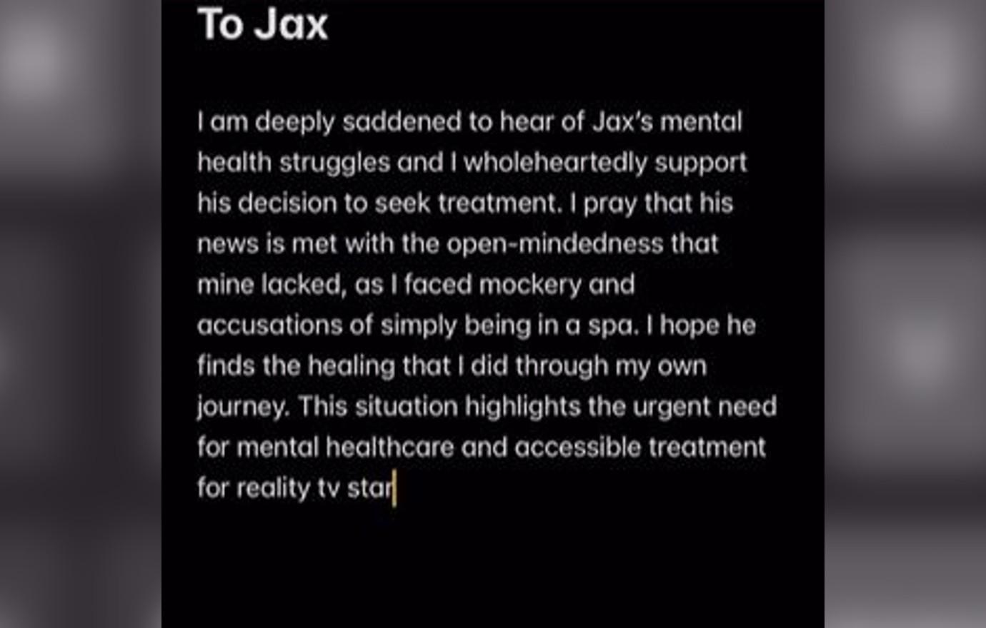 raquel leviss slammed backhanded support jax taylor inpatient treatment