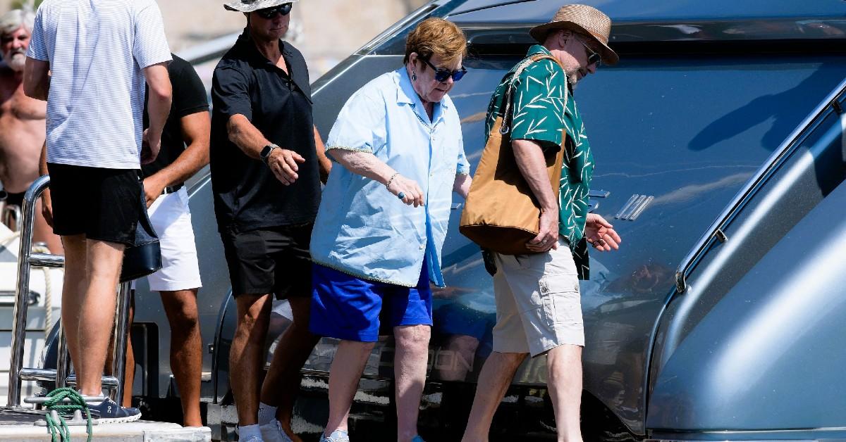 Image of Elton John stumbled around a yacht.