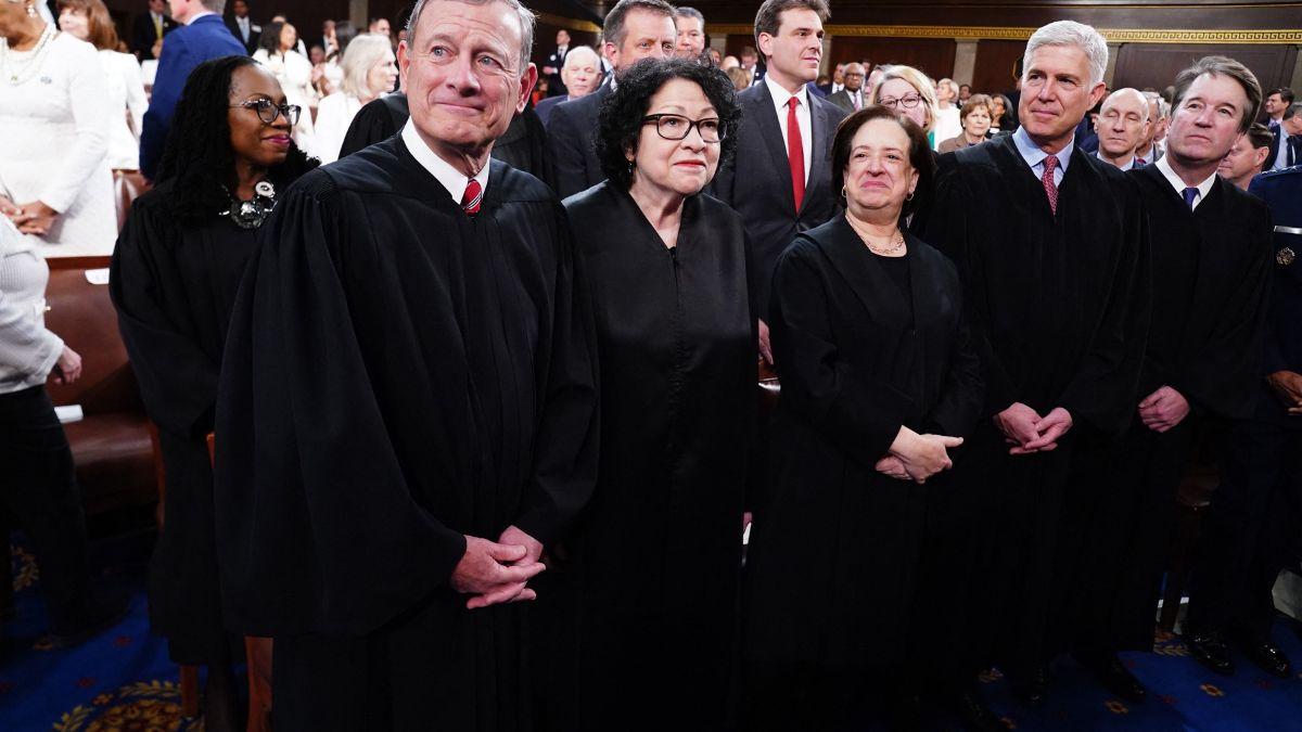 Image of Chief Justice John Roberts joined Justices Amy Coney Barrett, Neal Gorsuch and the liberal justices in striking down Donald Trump's sweeping tariffs.