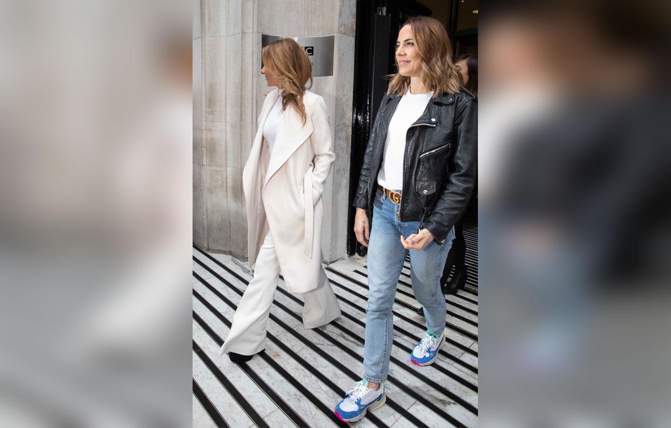 The Spice Girls leave BBC radio 2 studios in London after appearing on the Chris Evans breakfast show