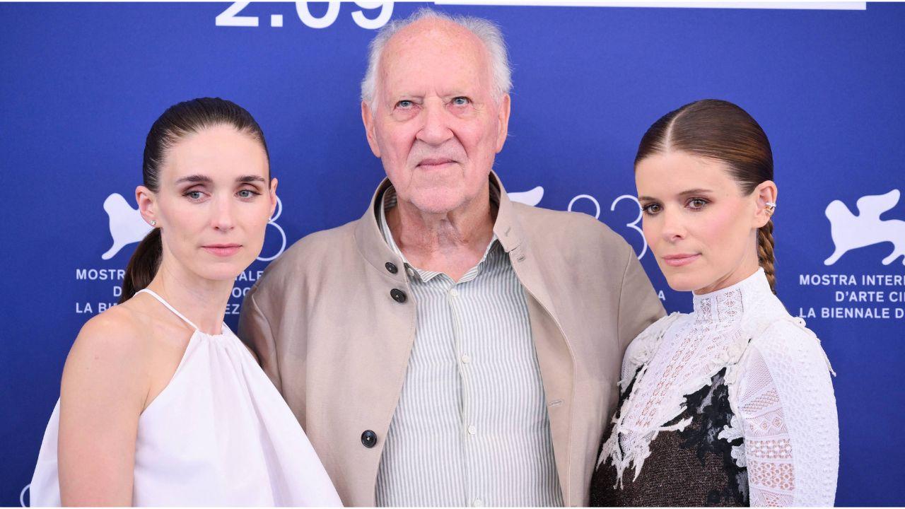 Image of Director Werner Herzog and Rooney and Kate Mara