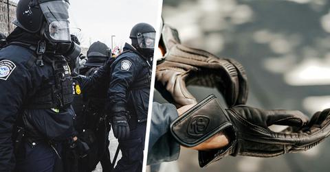 Composite photo of ICE and gloves.