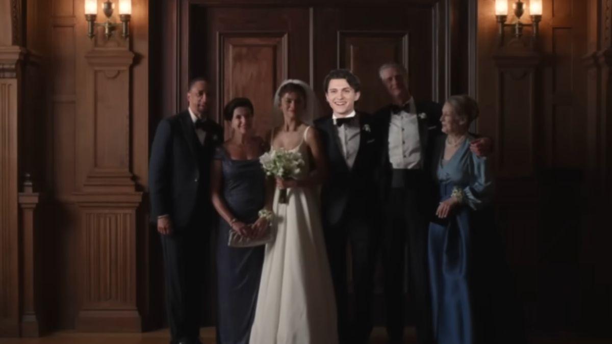 Image of Zendaya comedically shared a spoof wedding video pulled from her new movie 'The Drama.'