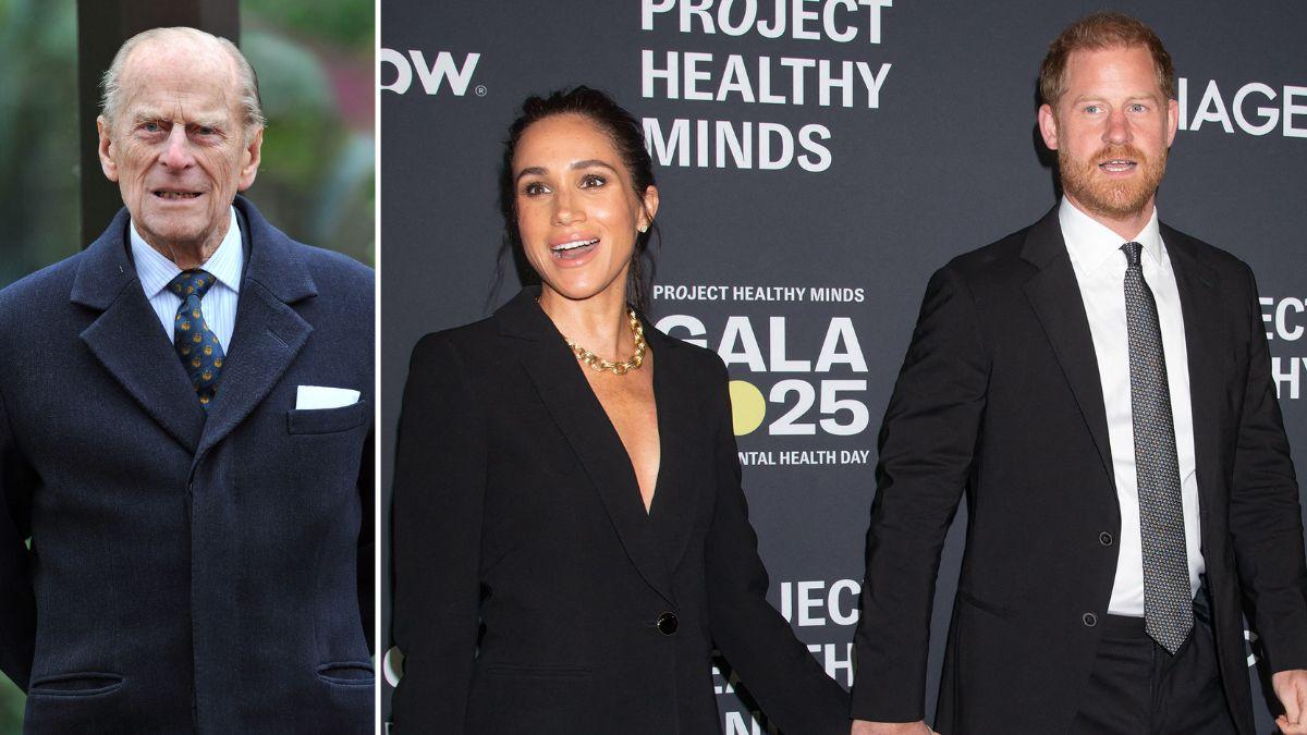 Split photo of Prince Philip, Meghan Markle and Prince Harry.