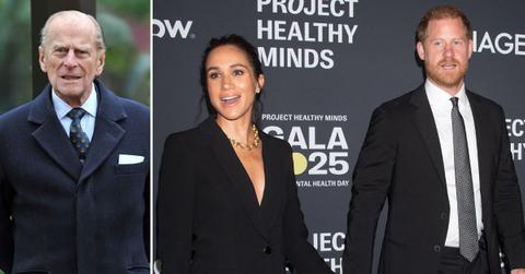 Split photo of Prince Philip, Meghan Markle and Prince Harry.