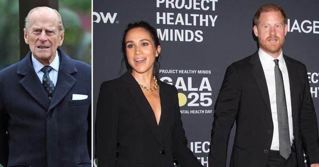 Split photo of Prince Philip, Meghan Markle and Prince Harry.