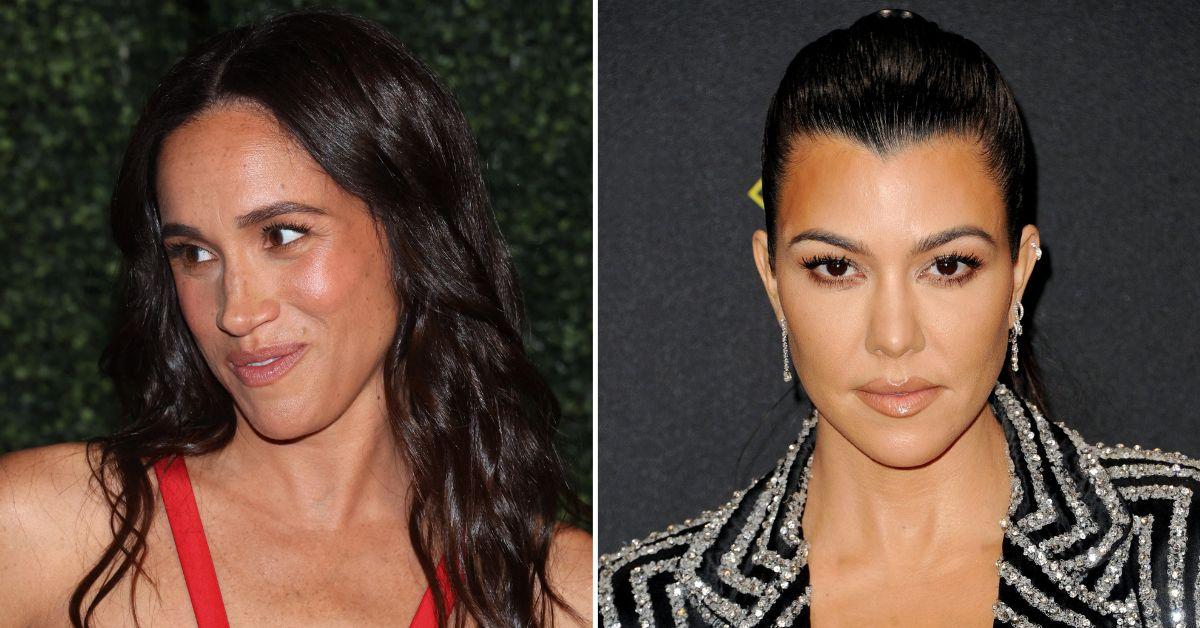 Composite photo of Meghan Markle and Kourtney Kardashian. 