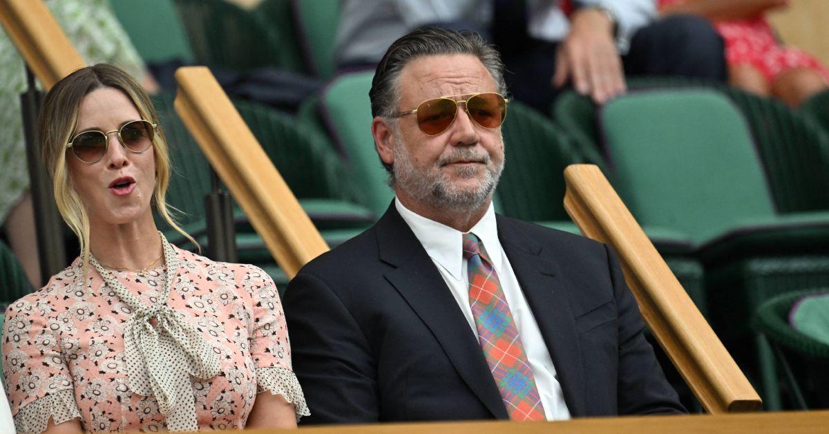 russell crowe shows weight loss wimbledon fiance britney theriot photos