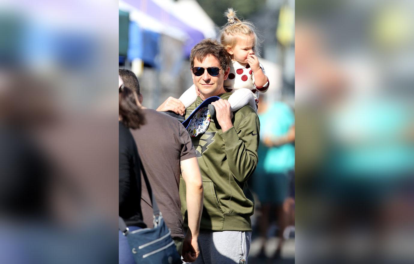 EXCLUSIVE: Bradley Cooper takes daughter and wife Irina to Farmers Market