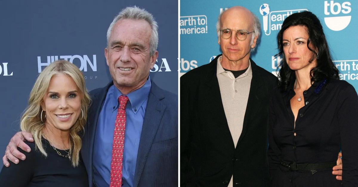 Photo of Cheryl Hines with Robert F. Kennedy Jr. and a picture of Larry David with Laurie David.