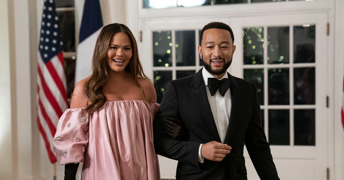 chrissy teigen john legend rock all white ensembles date night welcoming baby esti pp