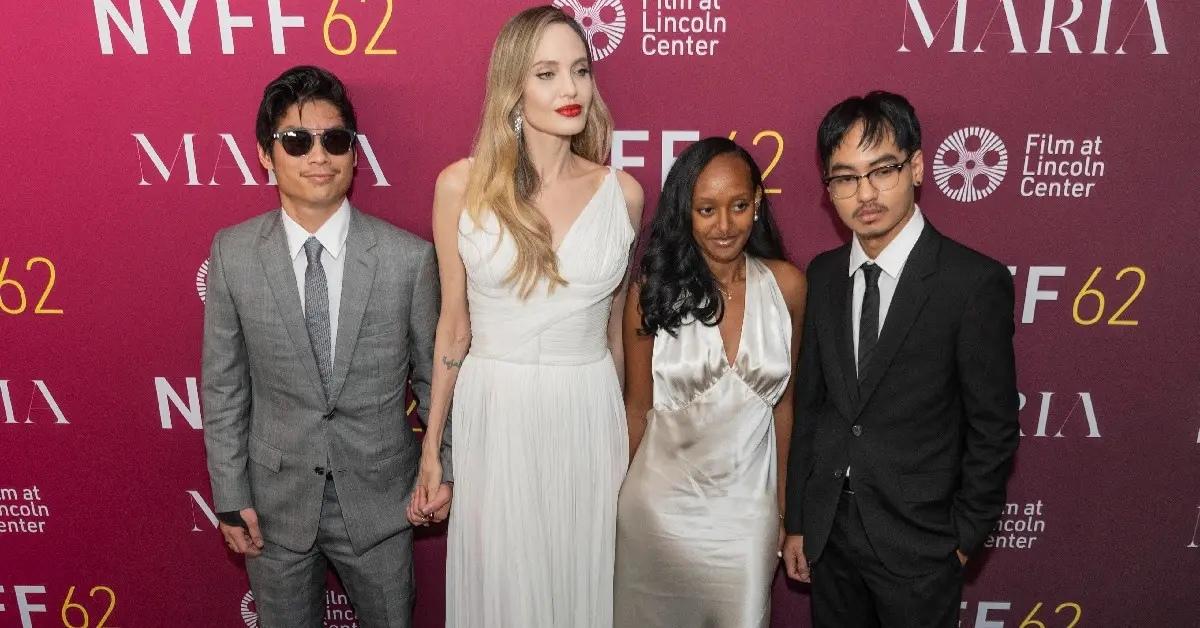 Photo of Angelina Jolie with sons Maddox and Pax and daughter Zahara