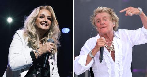 Split photo of Bonnie Tyler and Rod Stewart.