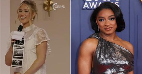 Photo of Riley Gaines, Simone Biles.