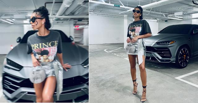 lori harvey prince tshirt outfit instagram style shop feature