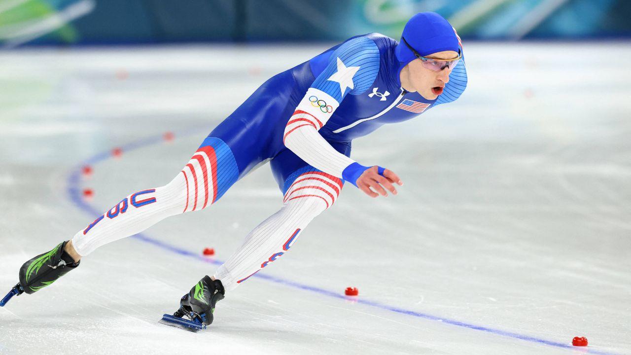 Image of Donald Trump also praised speedskater Jordan Stolz's 'very strong legs.'
