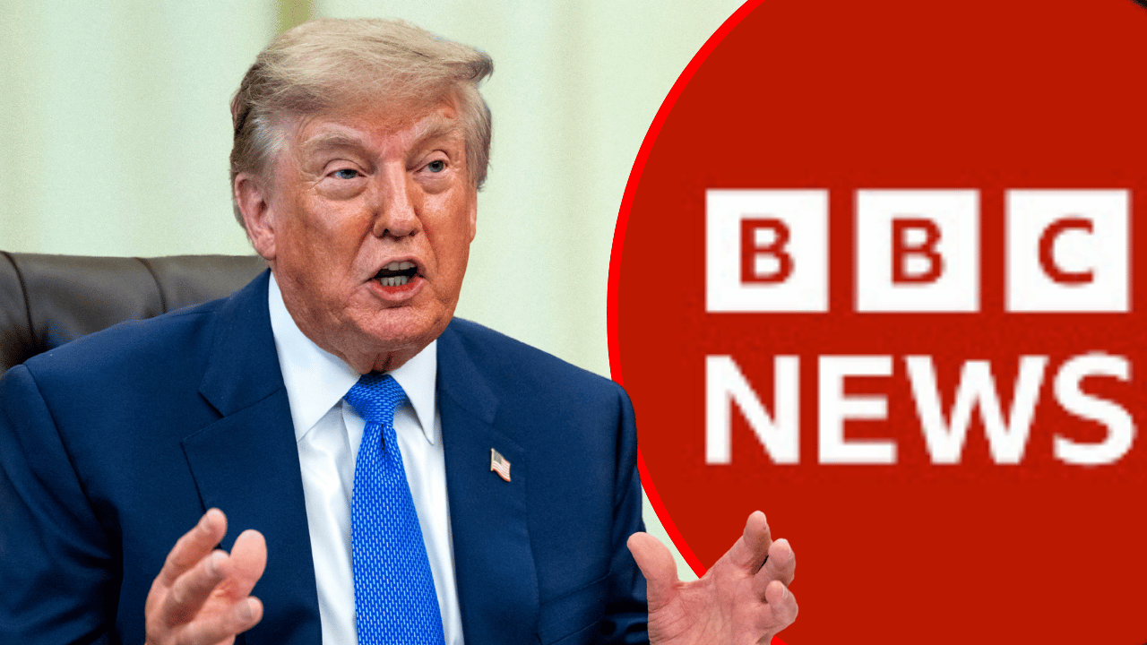 Composite photo of Donald Trump and BBC.