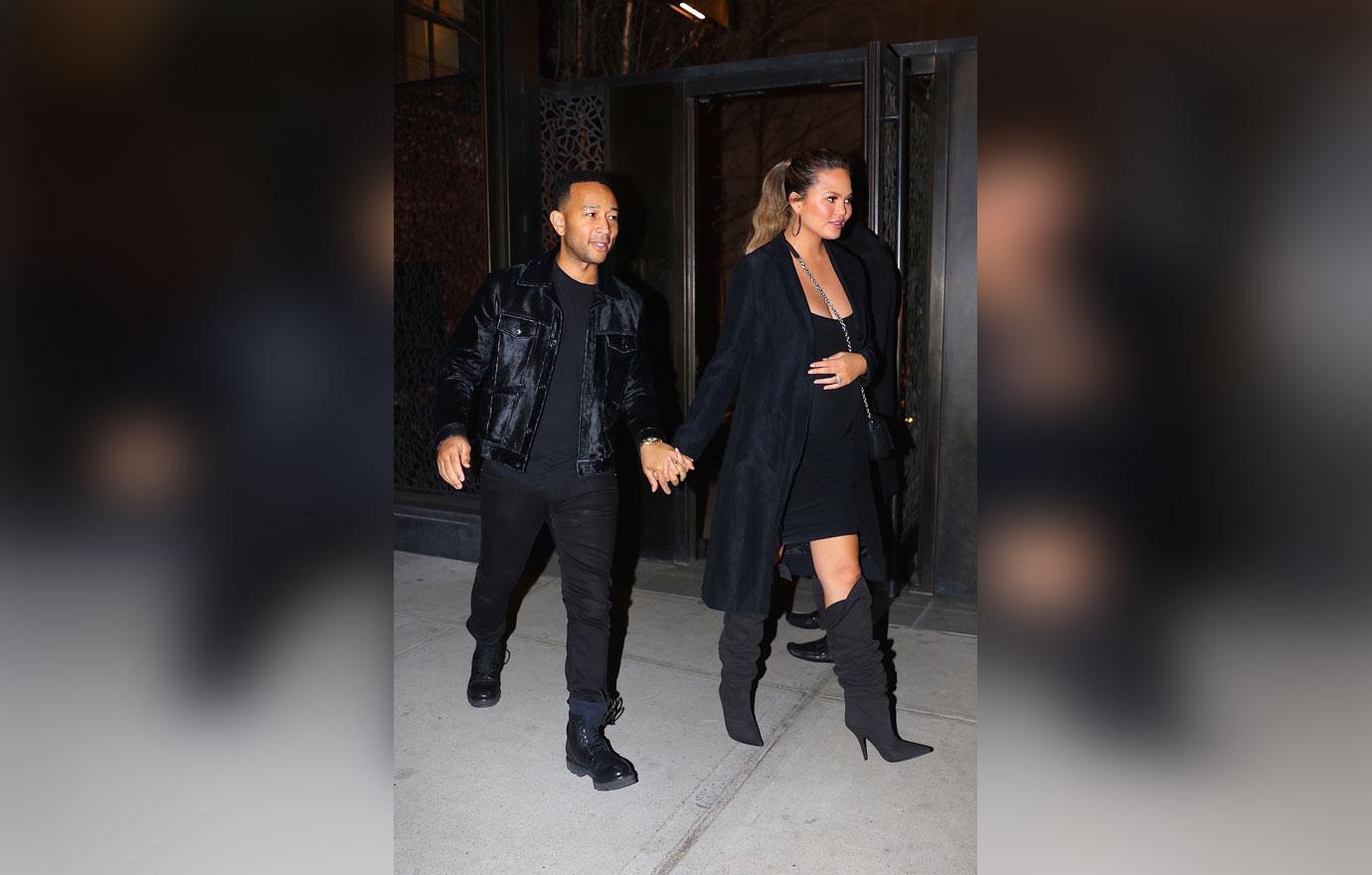 Pregnant Chrissy Teigen and John Legend head out to dinner in Brooklyn