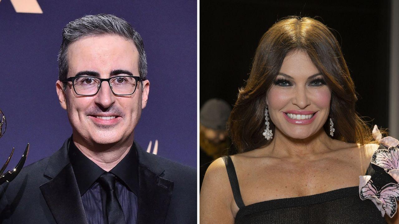 Photo of John Oliver and Kimberly Guilfoyle.