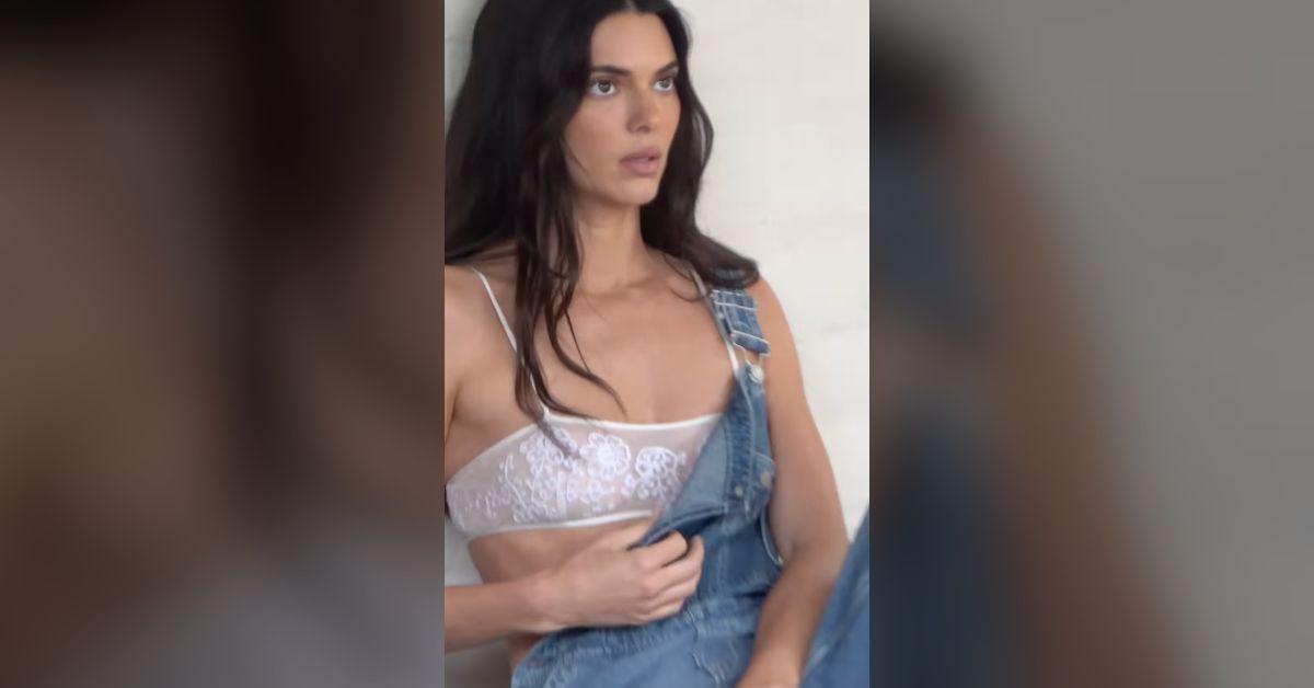 Image of Kendall Jenner stunned in a transparent bra.