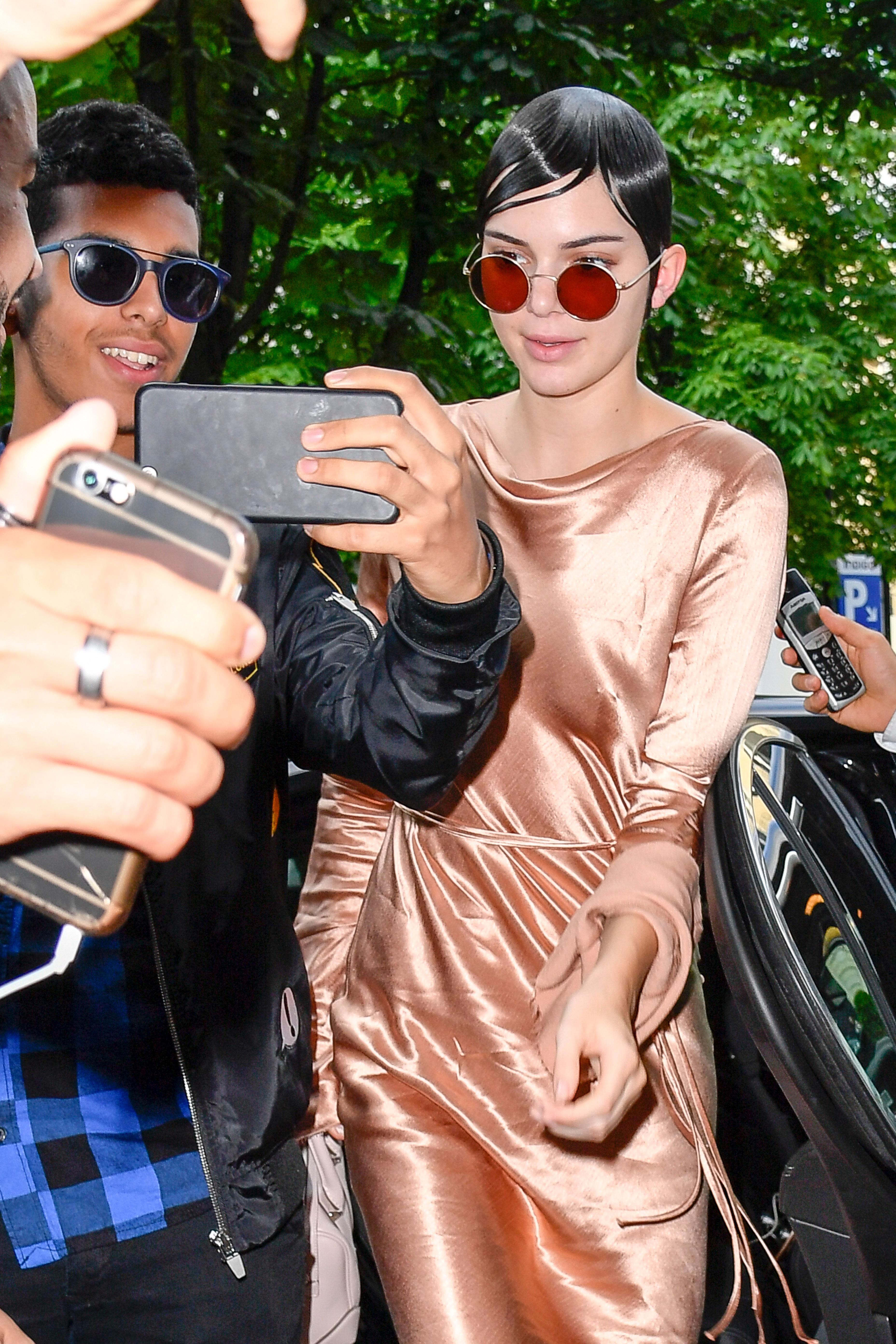 Kendall Jenner and Bella Hadid arrive at Four Seasons Hotel George V