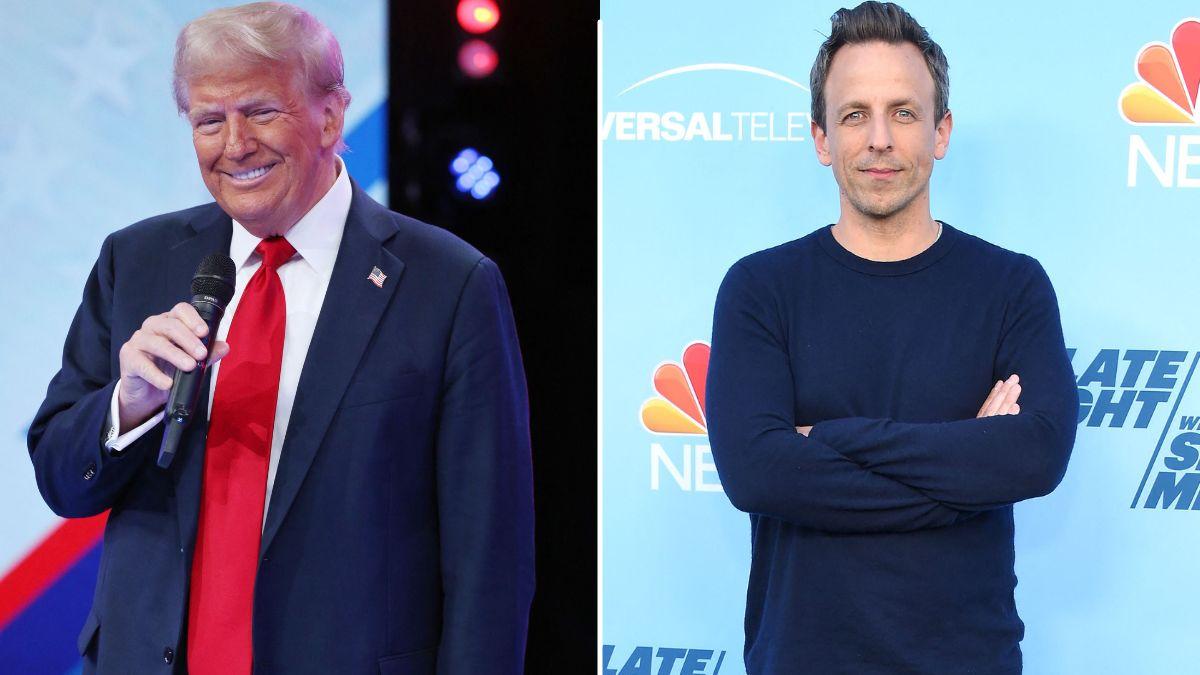 Split photo of Donald Trump and Seth Meyers