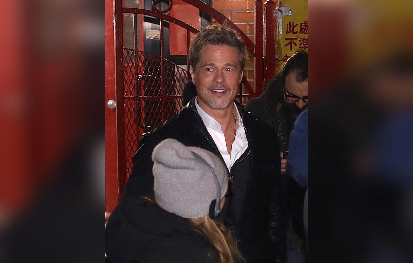 brad pitt is spotted arriving on nd day of filming