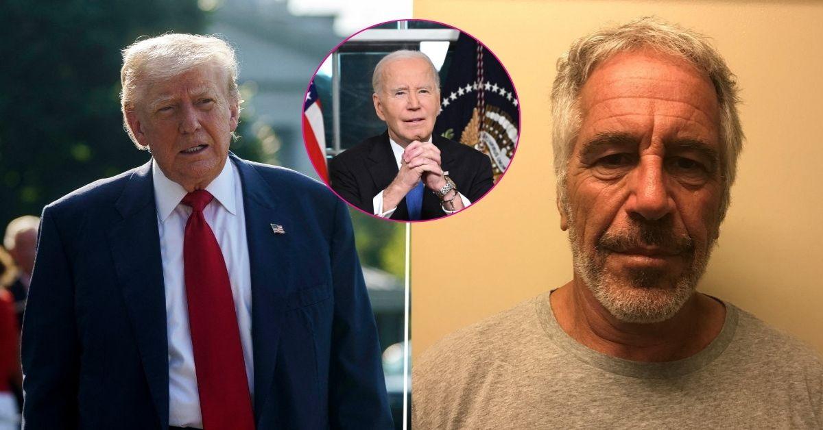 Composite photo of Donald Trump, Joe Biden and Jeffrey Epstein