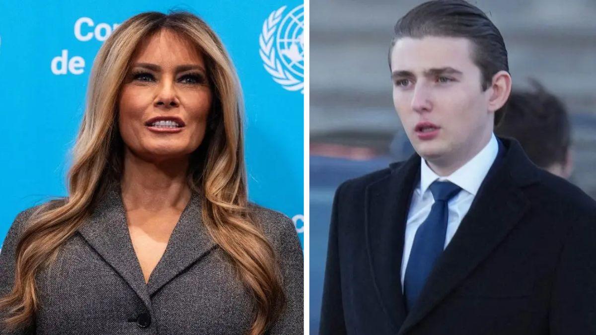 image of Melania Trump is very protective of her son.