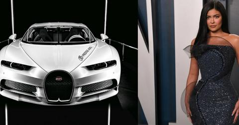 Kylie Jenner dazzled in a shimmery shoulder-exposing/sleeveless grey and lacy gown.