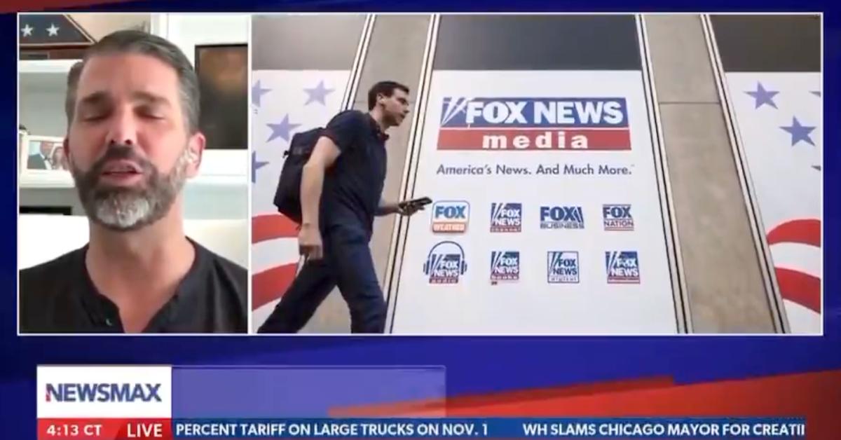 Image of The first son spoke at a rapid speed during his Newsmax interview.