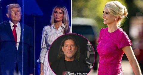 Split photo of Donald Trump & Melania Trump & Natalie Harp & Marc Beckman