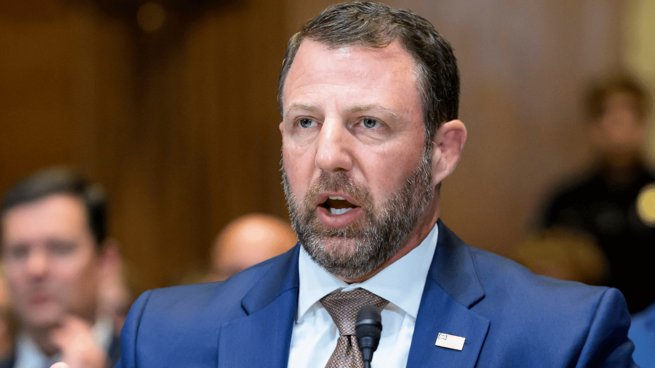 Image of DHS Secretary Markwayne Mullin confirmed the investigation into Rep. Omar.