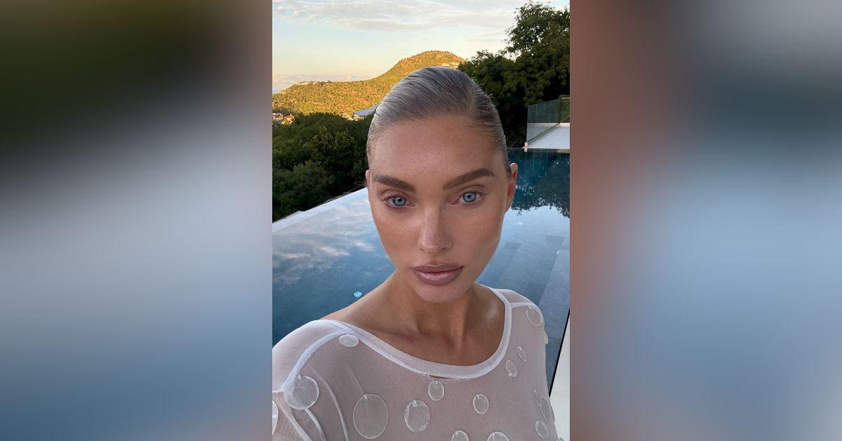 Image of Elsa Hosk glowed in a scenic swimming pool snapshot.