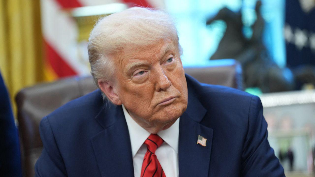 Image of Donald Trump defended the restrictions by accusing the media organizations of spreading fake news.