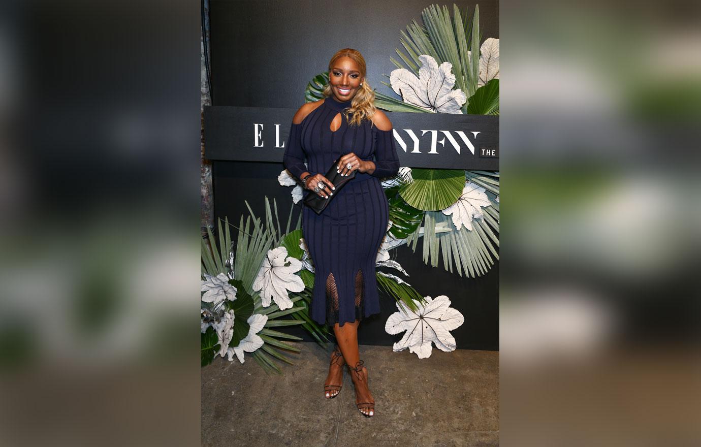 nene leakes wearing navy blue dress