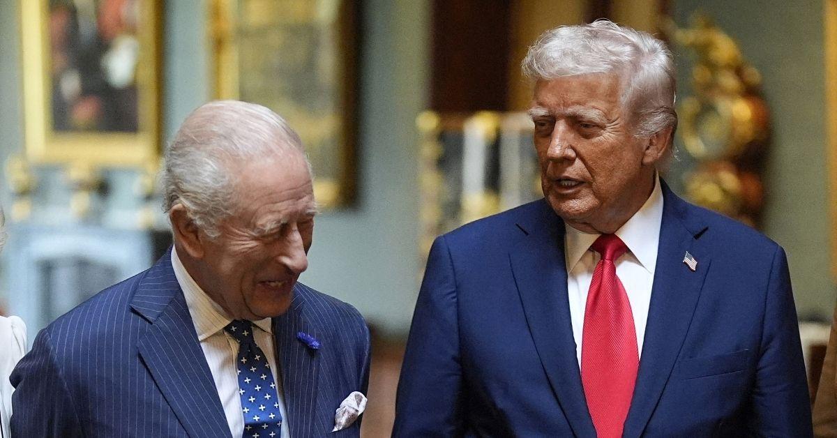 image of Donald Trump was mocked online for a photo with King Charles that showed his overly white teeth.
