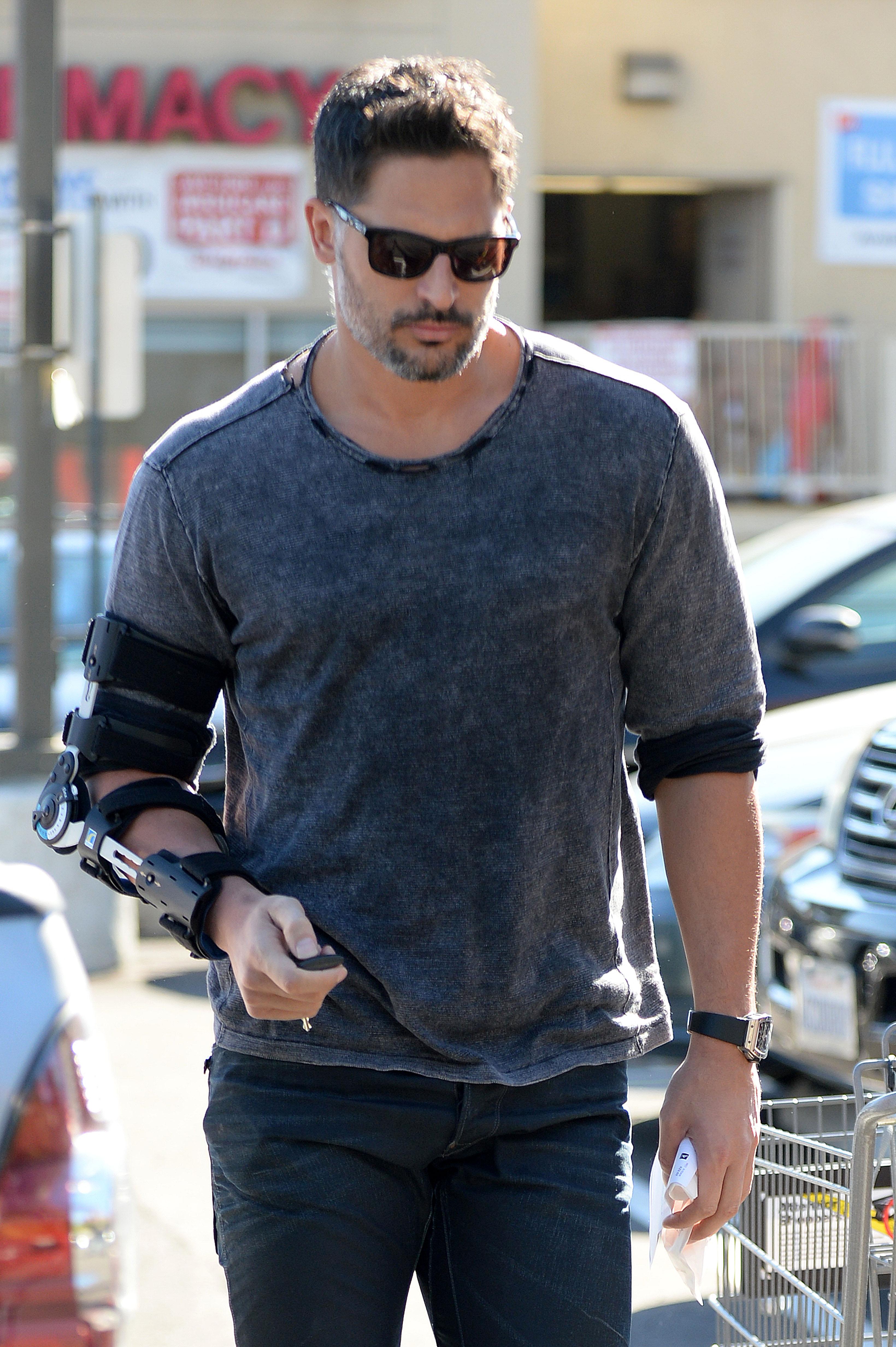 Joe Manganiello returns to his car following a trip to Walgreens in Los Angeles, CA