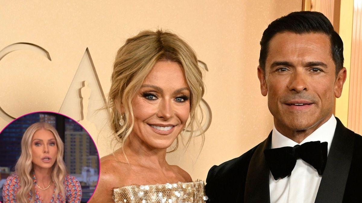 Image of Kelly Ripa joked with her husband and co-host about a new plastic surgery trend. 
