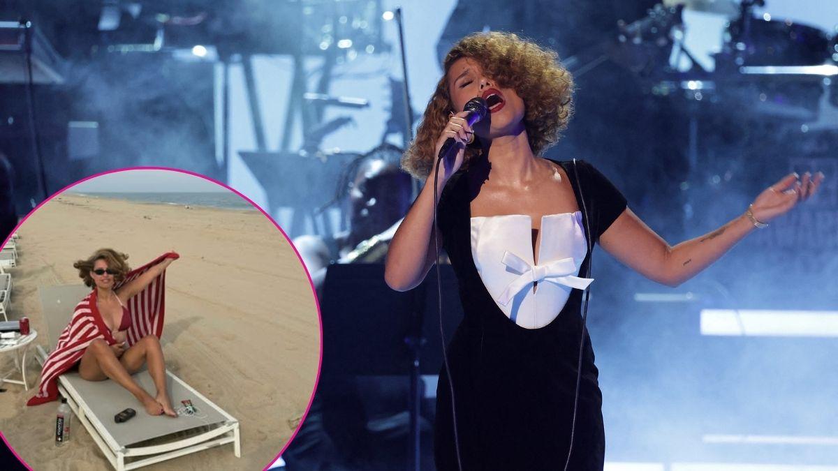 Image of Raye posted bikini photos to her Instagram after performing in Switzerland.