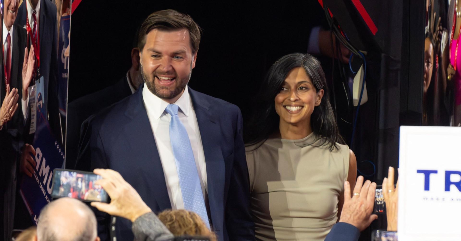 Photo of J.D. Vance and Usha Chilukuri Vance. 