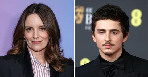 split photo of Tina Fey & Timothée Chalamet