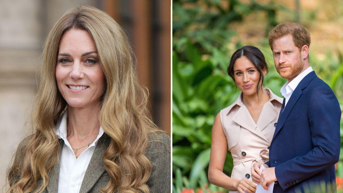 image split of Kate Middleton and prince harry and meghan markle 