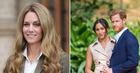 image split of Kate Middleton and prince harry and meghan markle