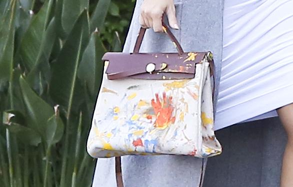 Can You Spend over $7000 on a Bag and Let Your Child Paint It? Kim  Kardashian Shows off Hermes Herbag Zip Bag Hand-Painted by North West