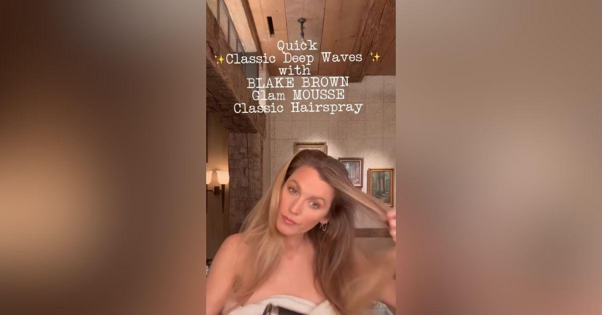 image of Blake Lively shared a steamy Instagram video wrapped in a towel while curling her hair for a rare date night.