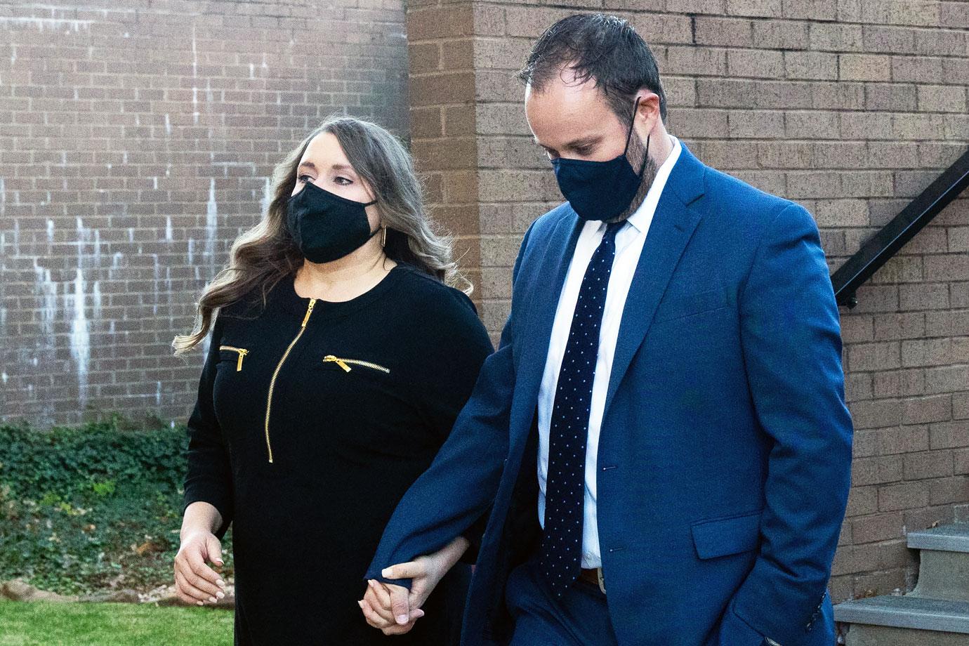 josh duggar attorney appeal guilty verdict wife anna stoic leaving courthouse ok